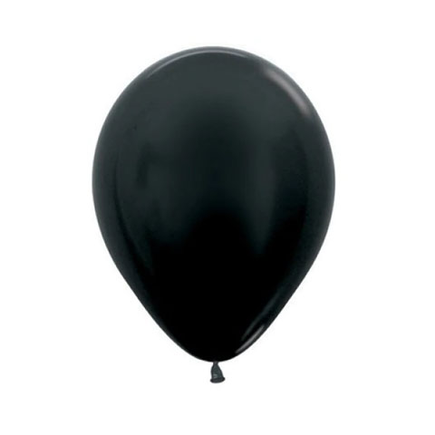 Get Set Solid Colour Balloons 0063 Latex Metallic Black