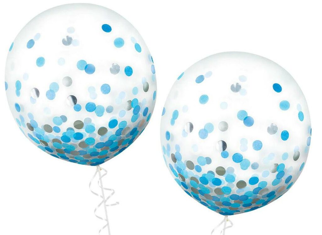 60cm Confetti Balloons Blue Silver