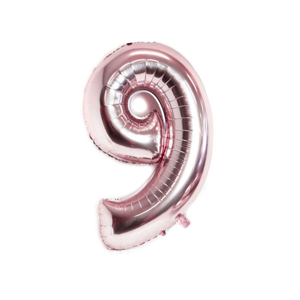 Get Set Foil Number Balloons 0008 9 Baby Pink