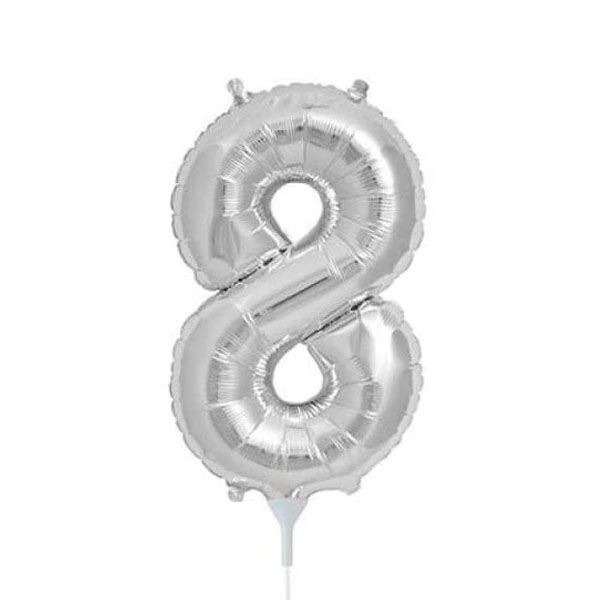 Get Set Foil Number Balloons 0009 8 Silver