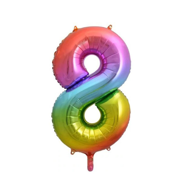 Get Set Foil Number Balloons 0011 8 Rainbow
