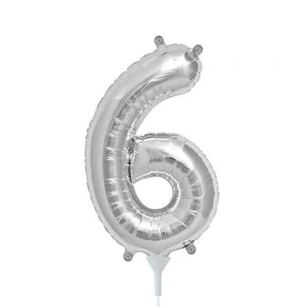 Get Set Foil Number Balloons 0027 6 Silver