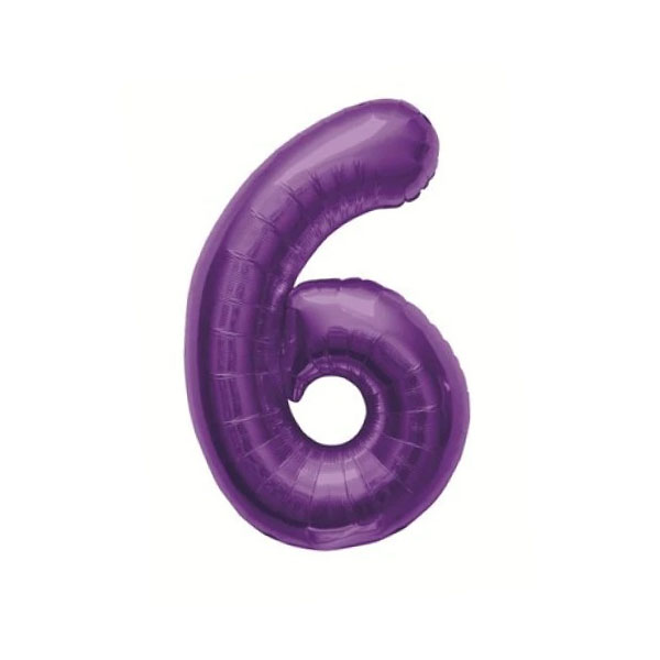 Get Set Foil Number Balloons 0030 6 Purple