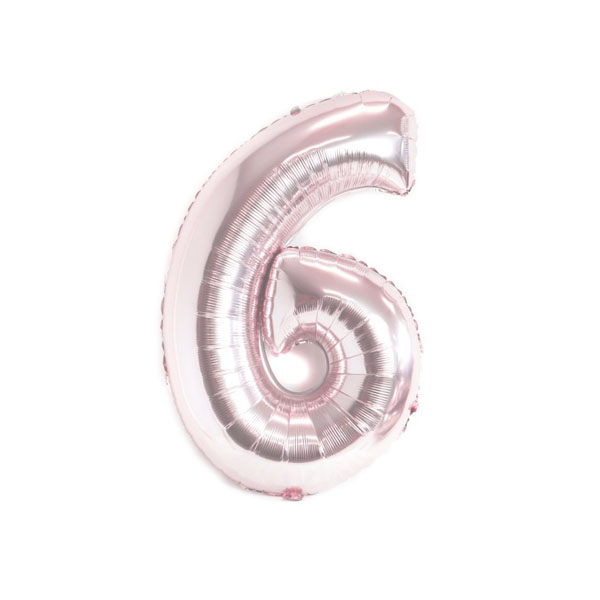Get Set Foil Number Balloons 0034 6 Baby Pink