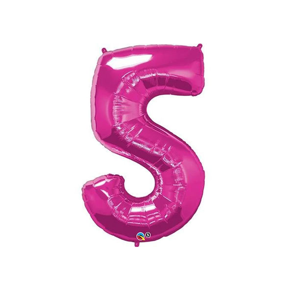 Get Set Foil Number Balloons 0040 5 Dark Pink
