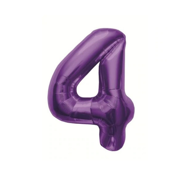 Get Set Foil Number Balloons 0048 4 Purple