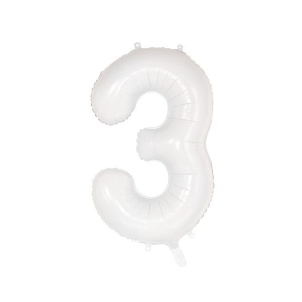 Get Set Foil Number Balloons 0053 3 White
