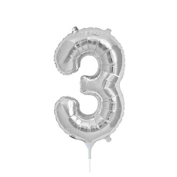 Get Set Foil Number Balloons 0054 3 Silver