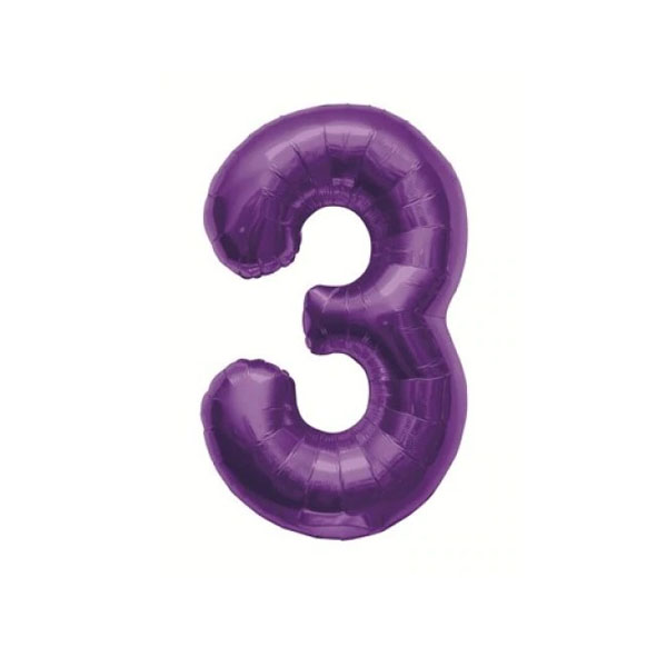 Get Set Foil Number Balloons 0057 3 Purple