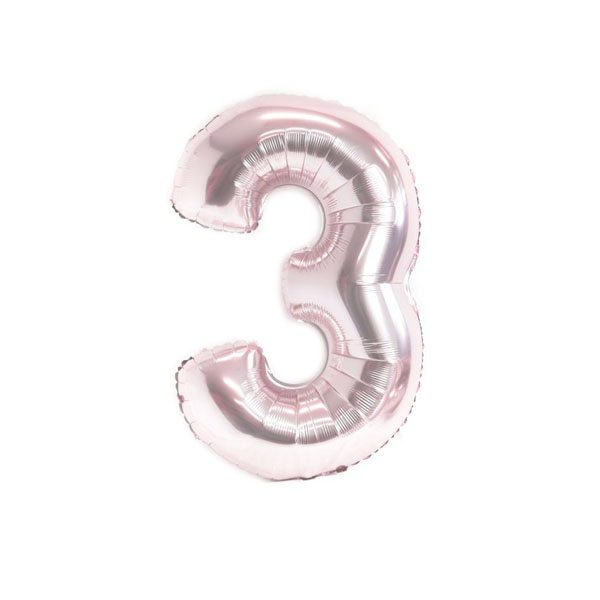 Get Set Foil Number Balloons 0062 3 Baby Pink