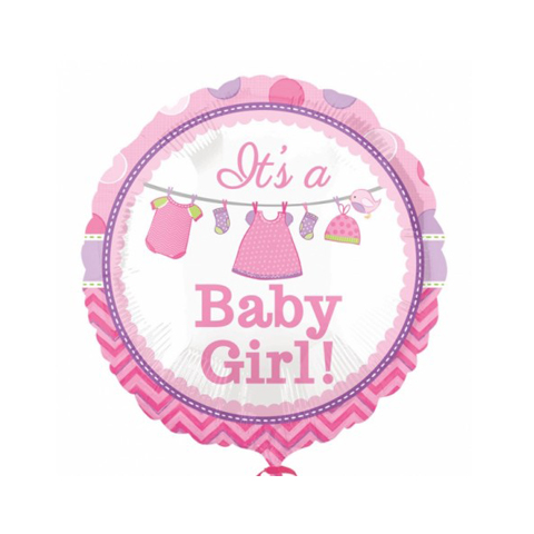 Get Set Foil Specialty Balloons 0082 Its A Girl Round