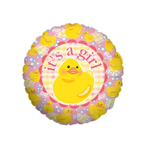 Get Set Foil Specialty Balloons 0091 Its A Girl Ducky Round
