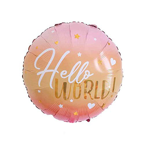 Get Set Foil Specialty Balloons 0097 Hello World Coral Round