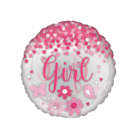 Get Set Foil Specialty Balloons 0105 Girl Pink Round