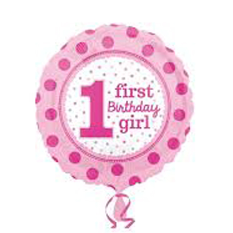 Get Set Foil Specialty Balloons 0114 1 Bday Pink Round