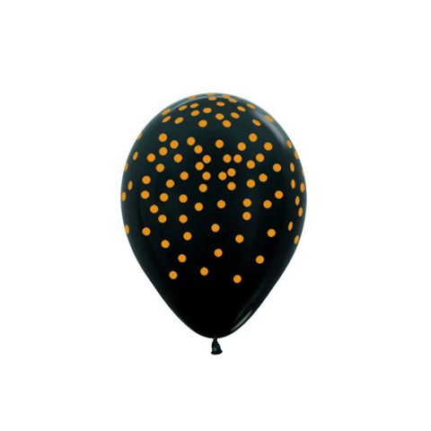 Get Set Balloon Printed Gold Confetti On Met Black