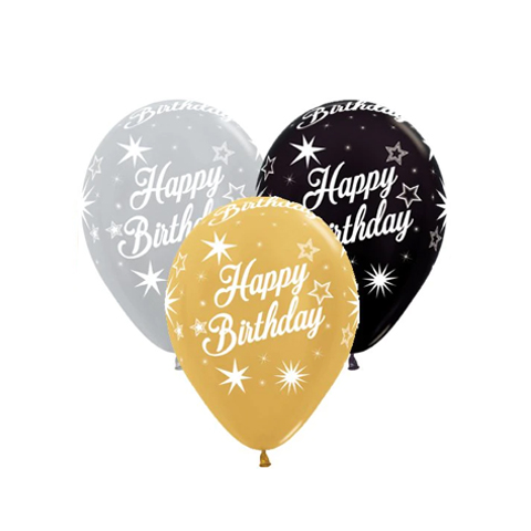 Get Set Balloon Printed Happy Birthday Sparkles